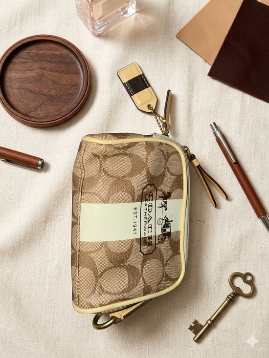 Coach Handbags - Coach Signature Heritage Stripe Cosmetic Pouch, includes hang tag